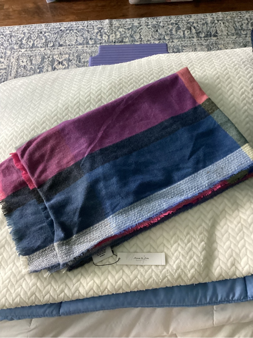 Anna & Ava Blue, Purple and Pink Plaid Scarf